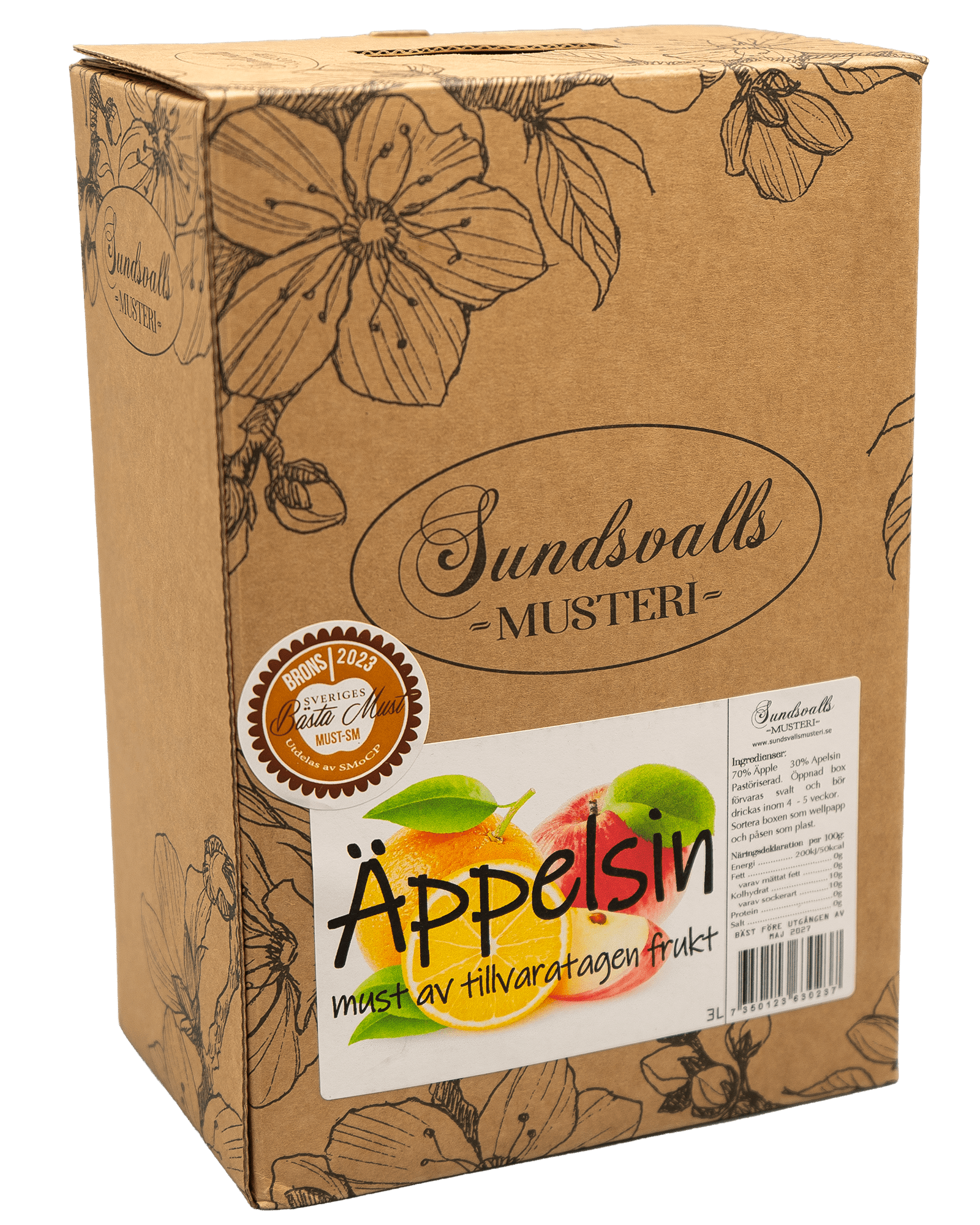 Äppelsin - Smaksatt äppelmust - Sundsvalls Musteri